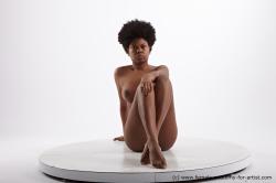 Nude Woman Black Sitting poses - ALL Slim medium black Sitting poses - simple Pinup